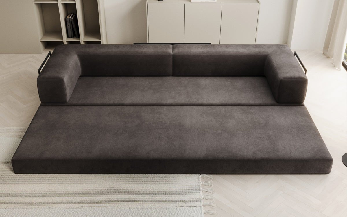 Luxuriöses XXL Designer Samt Sofa mit Schlaffunktion, Stauraum und Komfort