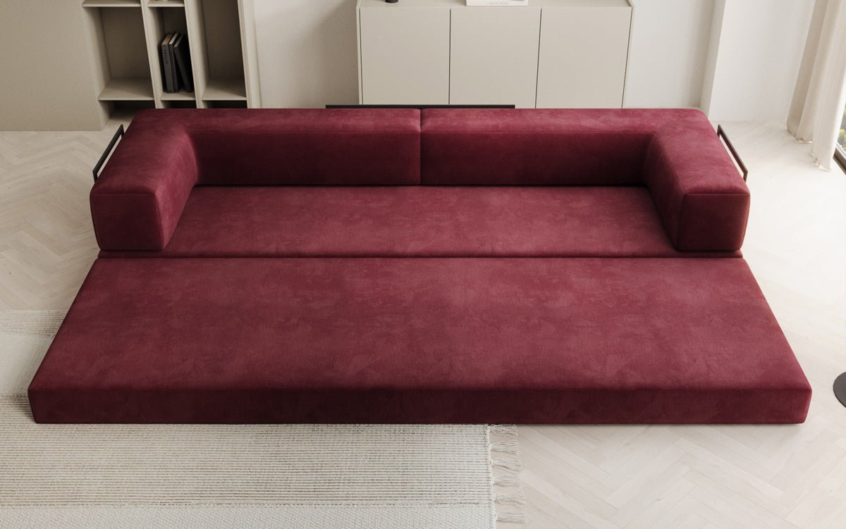 Luxuriöses XXL Designer Samt Sofa mit Schlaffunktion, Stauraum und Komfort
