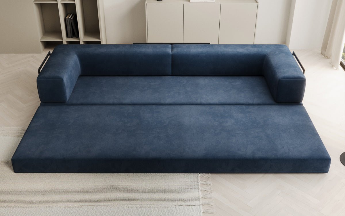 Luxuriöses XXL Designer Samt Sofa mit Schlaffunktion, Stauraum und Komfort