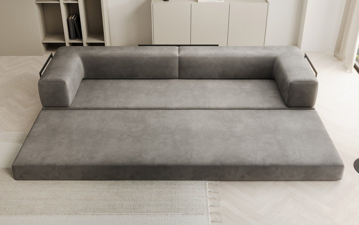 Luxuriöses XXL Designer Samt Sofa mit Schlaffunktion, Stauraum und Komfort