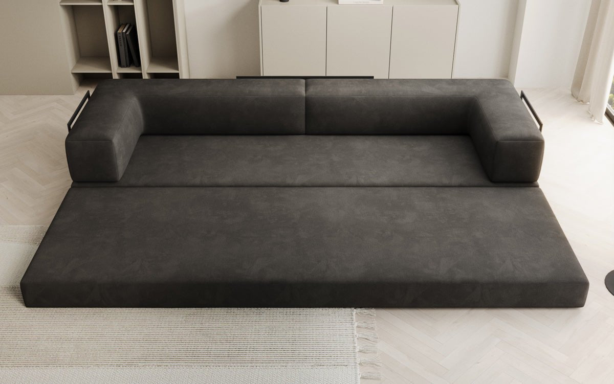 Luxuriöses XXL Designer Samt Sofa mit Schlaffunktion, Stauraum und Komfort
