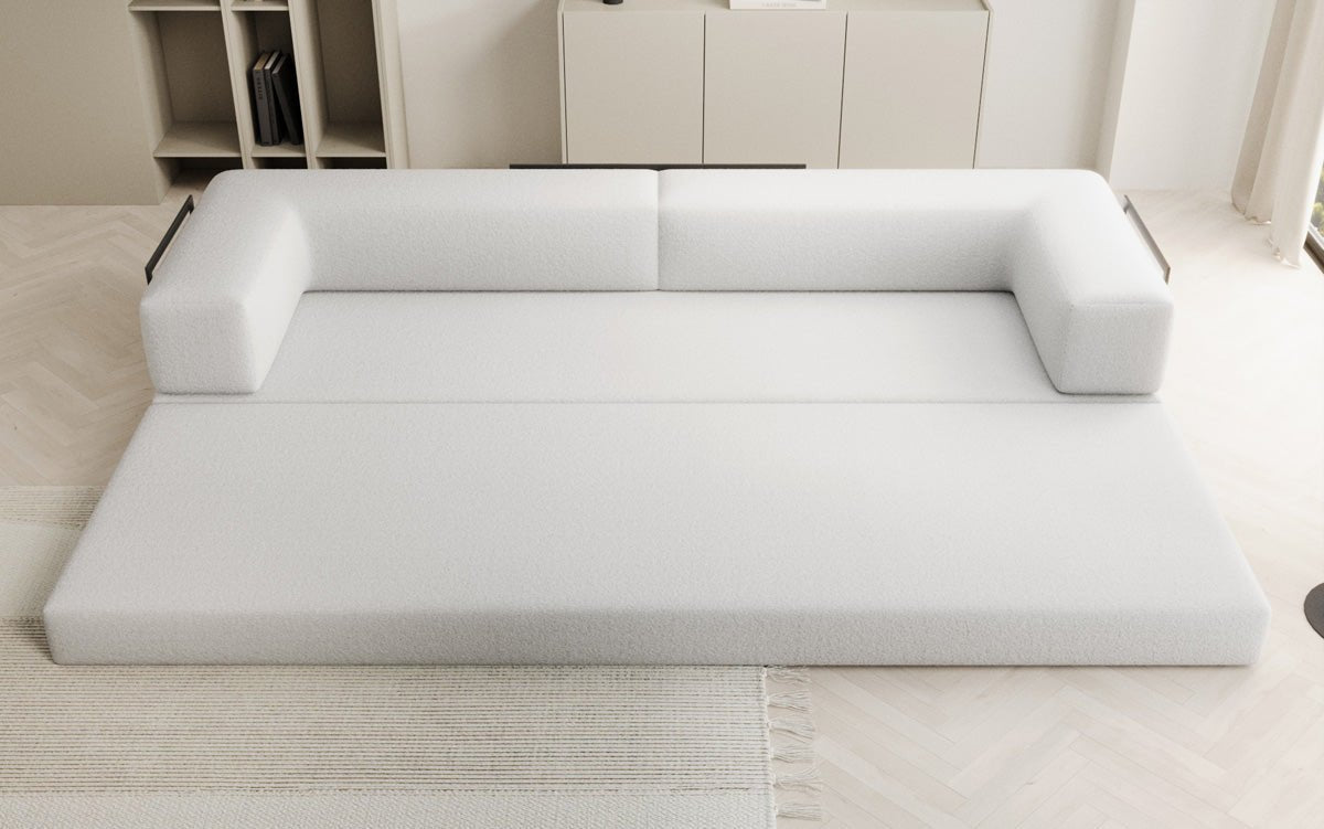 Luxuriöses XXL Designer Bouclé Sofa – 3 Sitzer mit Schlaffunktion & Stauraum
