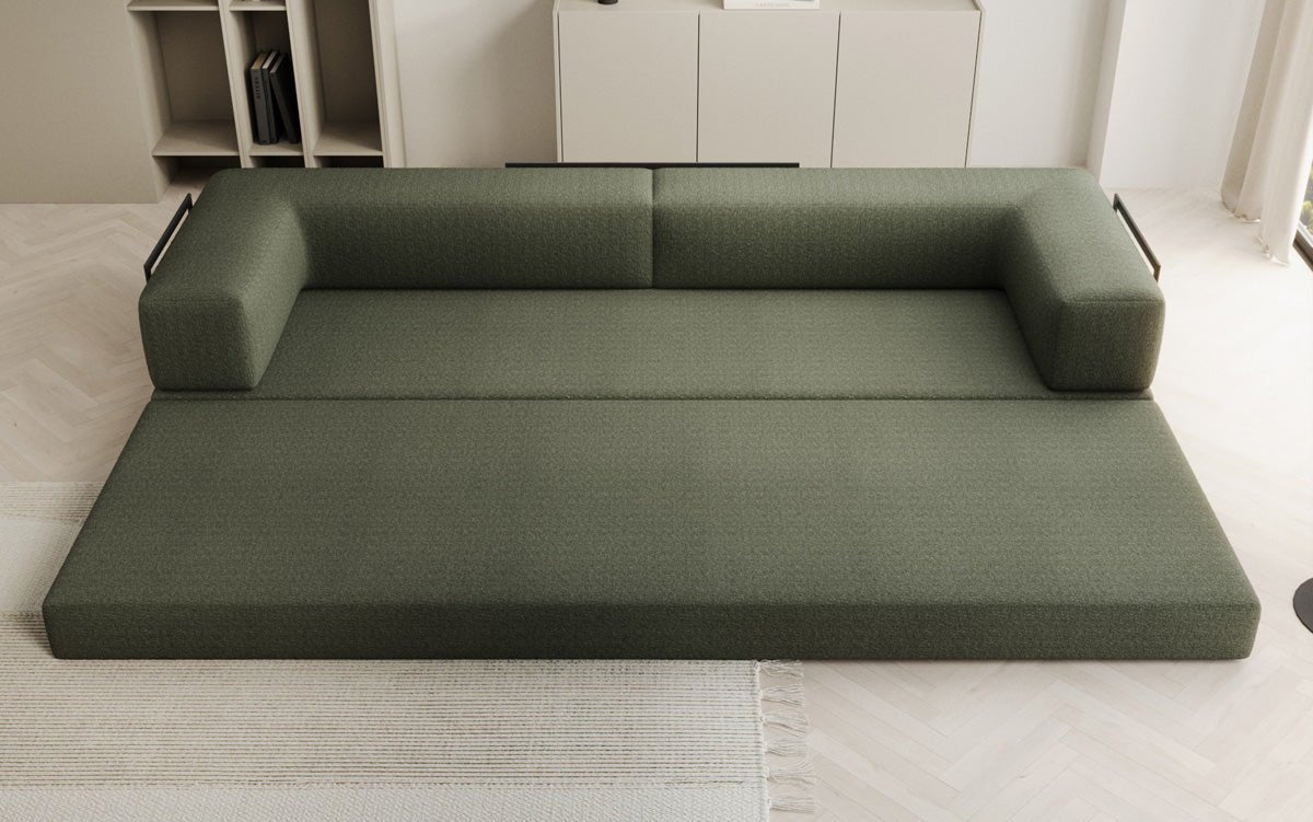 Luxuriöses XXL Designer Bouclé Sofa – 3 Sitzer mit Schlaffunktion & Stauraum