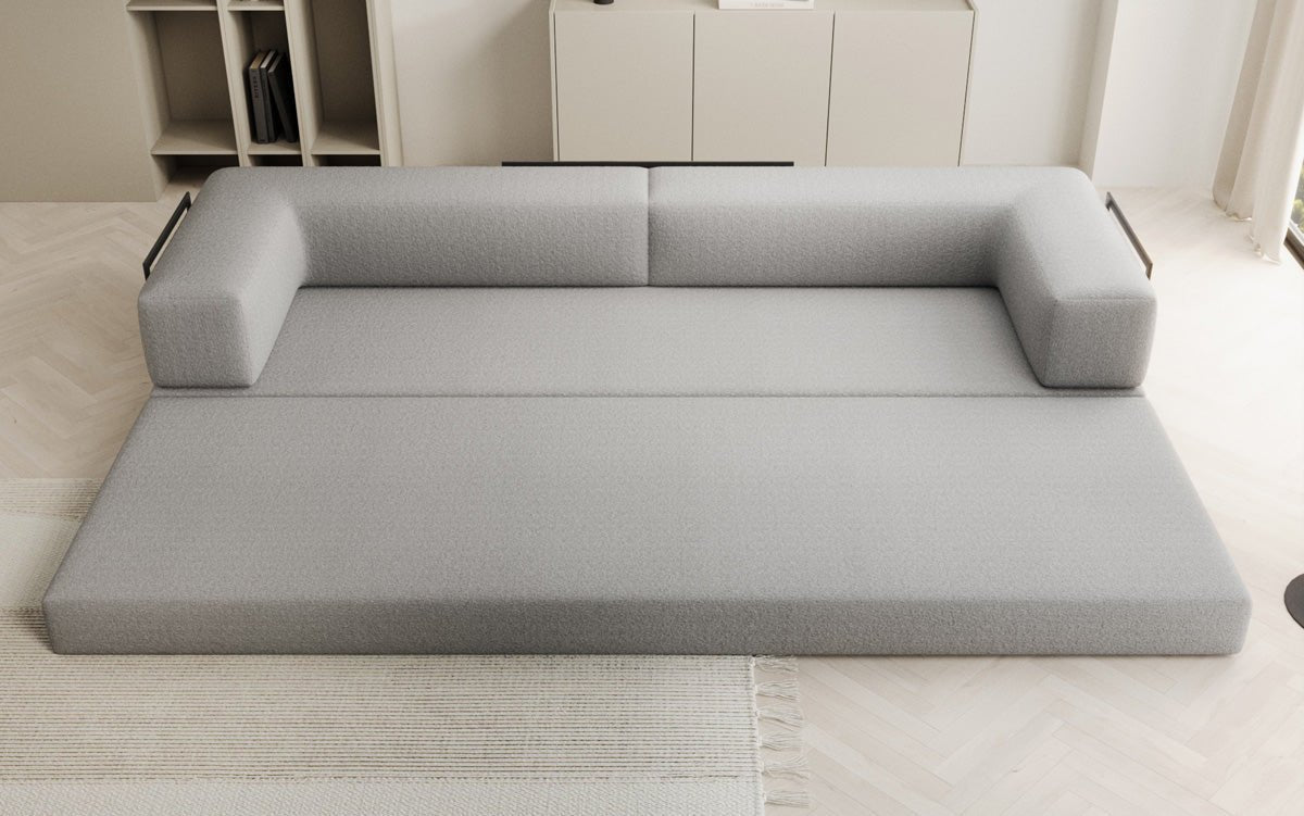 Luxuriöses XXL Designer Bouclé Sofa – 3 Sitzer mit Schlaffunktion & Stauraum