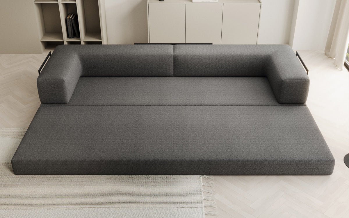 Luxuriöses XXL Designer Bouclé Sofa – 3 Sitzer mit Schlaffunktion & Stauraum