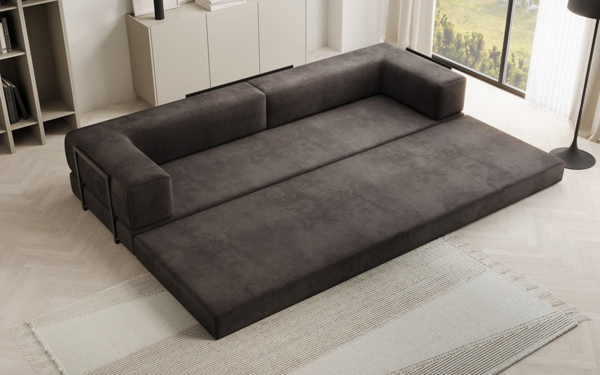 Luxuriöses XXL Designer Samt Sofa mit Schlaffunktion, Stauraum und Komfort