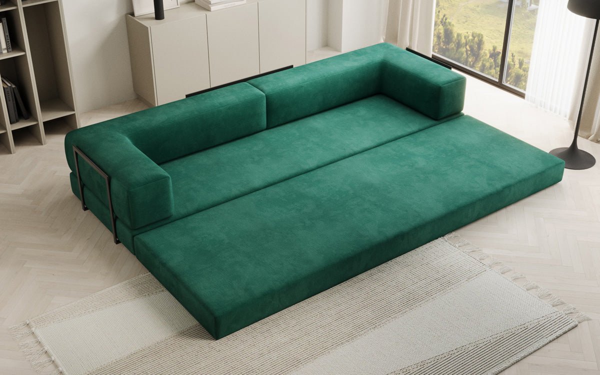 Luxuriöses XXL Designer Samt Sofa mit Schlaffunktion, Stauraum und Komfort