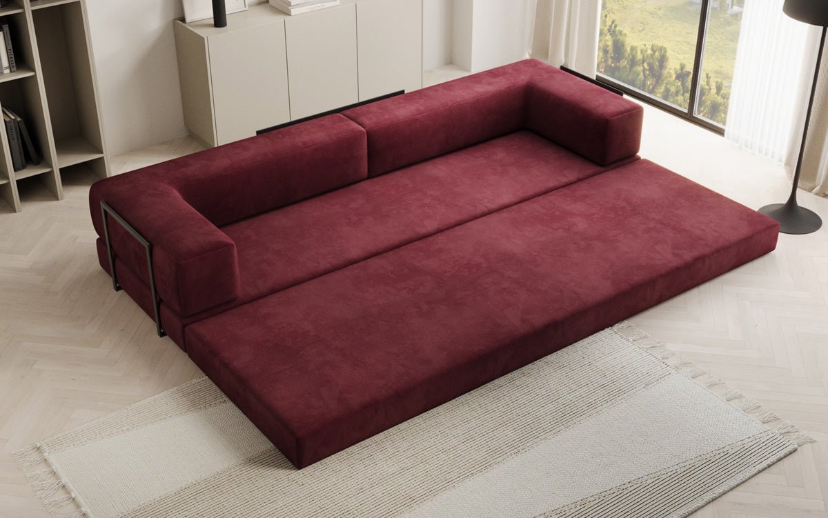Luxuriöses XXL Designer Samt Sofa mit Schlaffunktion, Stauraum und Komfort