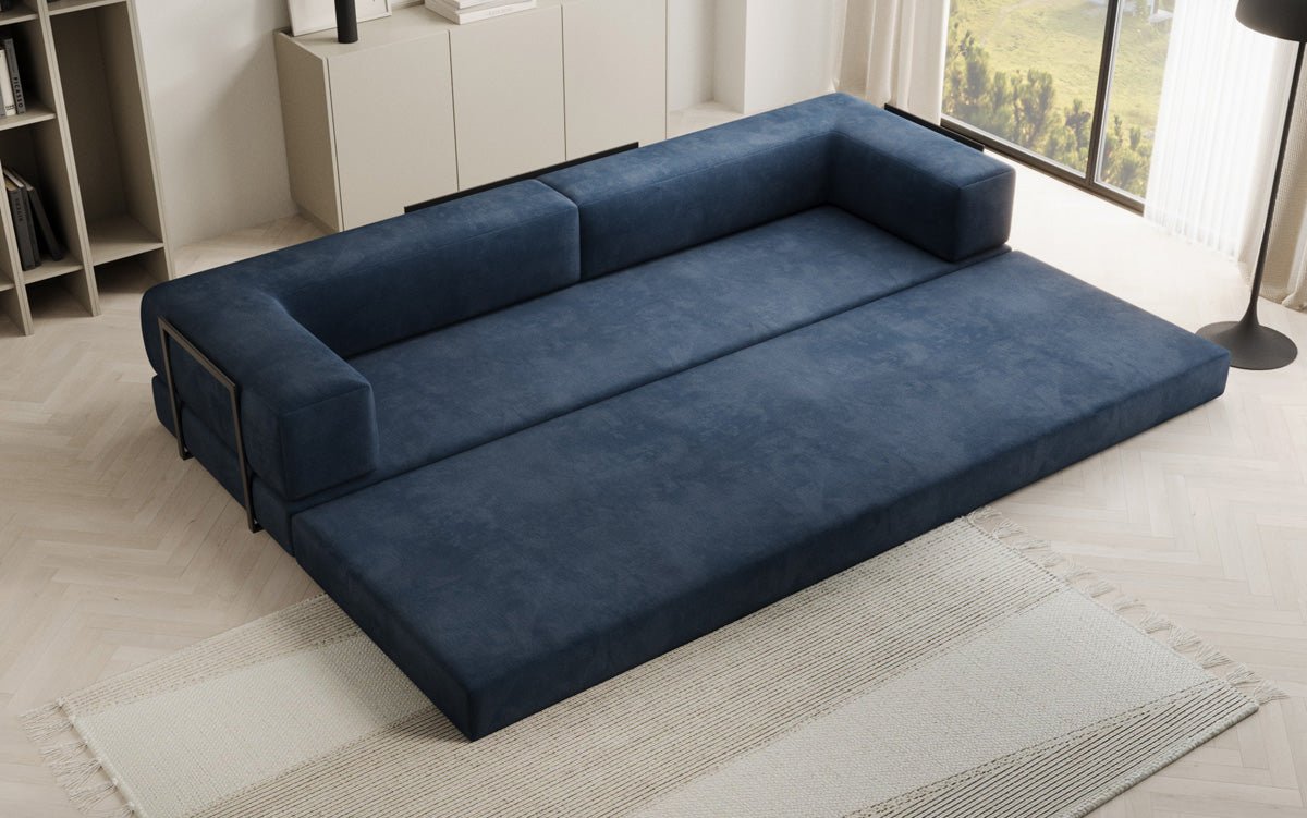 Luxuriöses XXL Designer Samt Sofa mit Schlaffunktion, Stauraum und Komfort