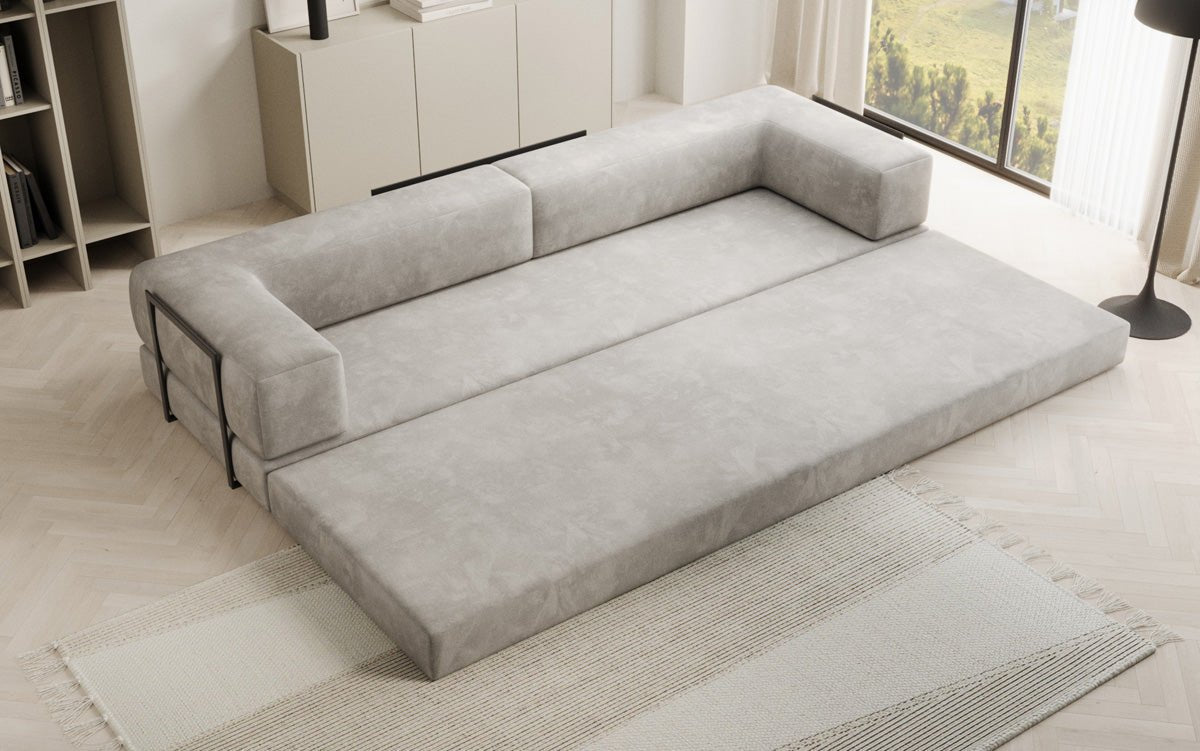 Luxuriöses XXL Designer Samt Sofa mit Schlaffunktion, Stauraum und Komfort
