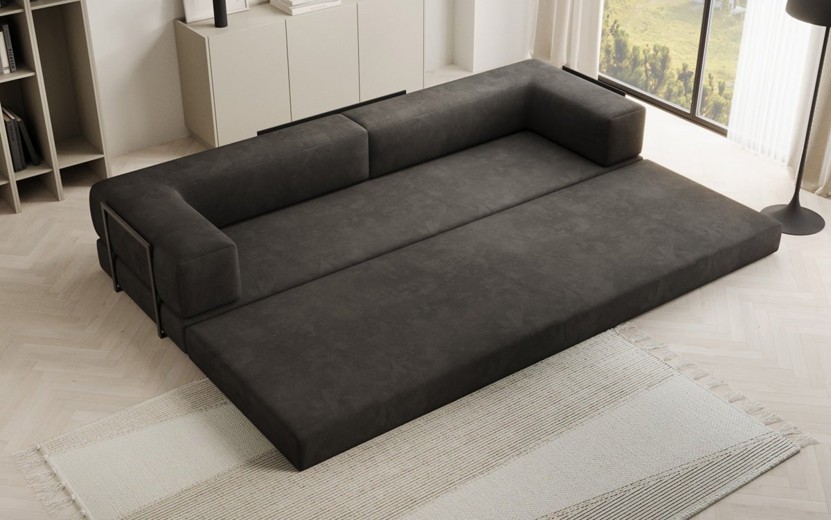 Luxuriöses XXL Designer Samt Sofa mit Schlaffunktion, Stauraum und Komfort