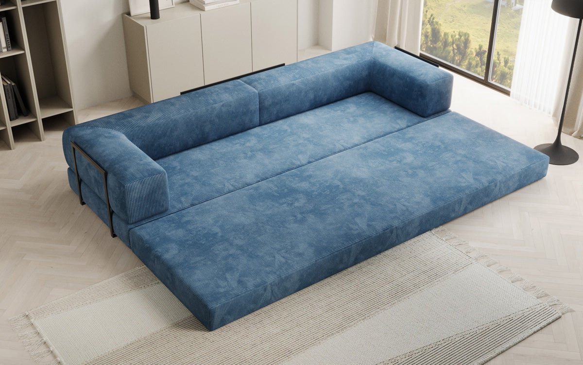 Luxuriöses Designer Cord Sofa XXL: 3-Sitzer mit Schlaffunktion & Stauraum