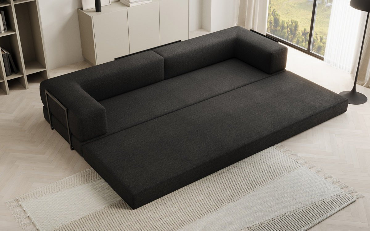 Luxuriöses XXL Bouclé Designer Sofa mit Schlaf- und Stauraumfunktion