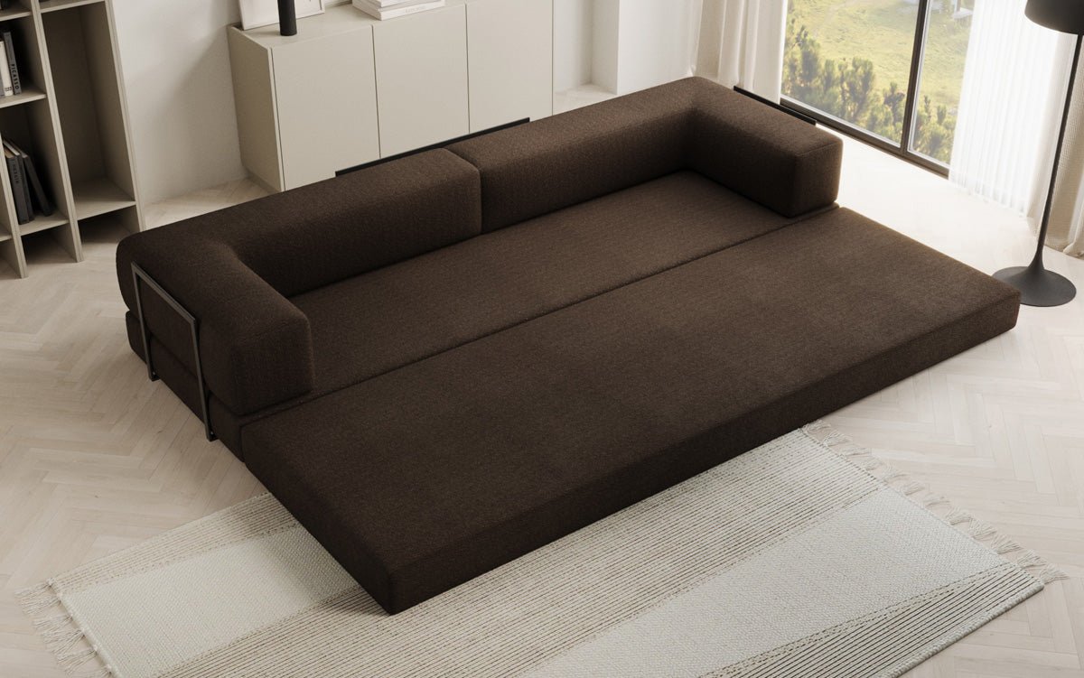 Luxuriöses XXL Designer Bouclé Sofa – 3 Sitzer mit Schlaffunktion & Stauraum