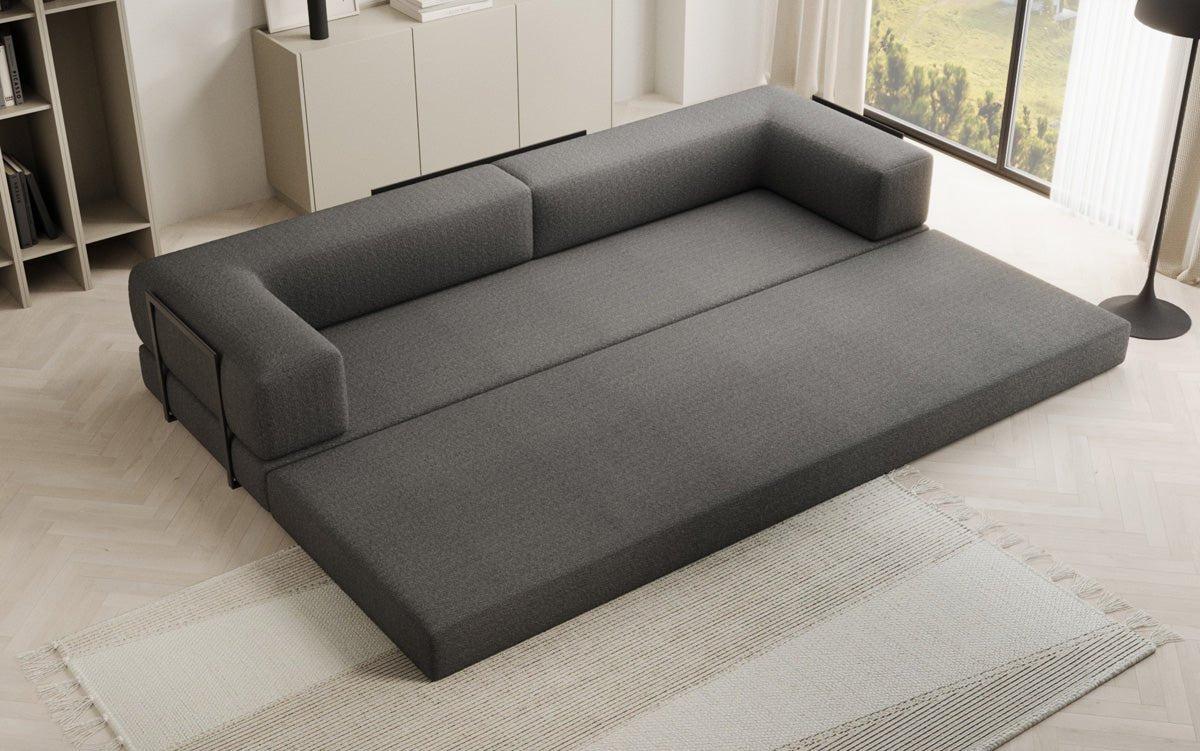 Luxuriöses XXL Bouclé Designer Sofa mit Schlaf- und Stauraumfunktion