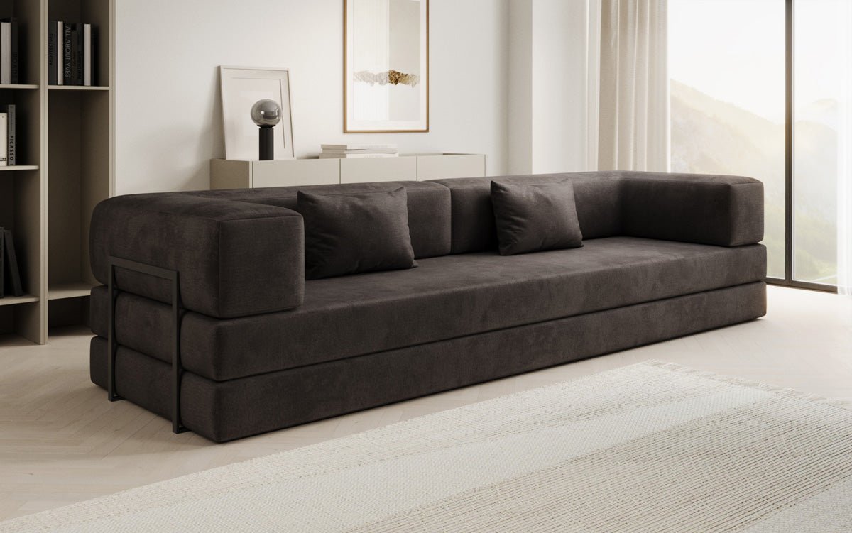 Luxuriöses XXL Designer Samt Sofa mit Schlaffunktion, Stauraum und Komfort
