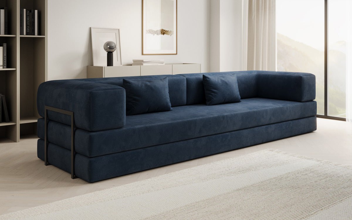 Luxuriöses XXL Designer Samt Sofa mit Schlaffunktion, Stauraum und Komfort