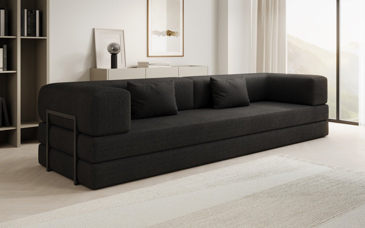 Luxuriöses XXL Designer Bouclé Sofa – 3 Sitzer mit Schlaffunktion & Stauraum