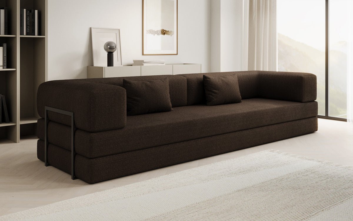 Luxuriöses XXL Bouclé Designer Sofa mit Schlaf- und Stauraumfunktion