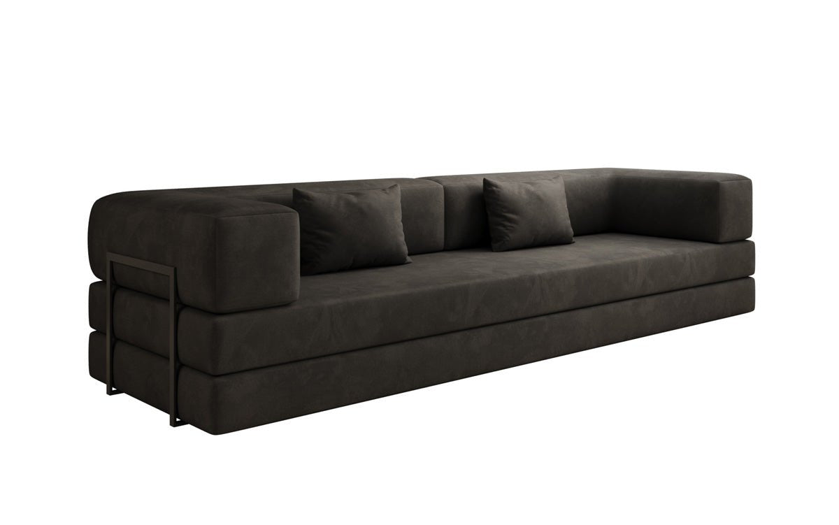 Luxuriöses XXL Designer Samt Sofa mit Schlaffunktion, Stauraum und Komfort