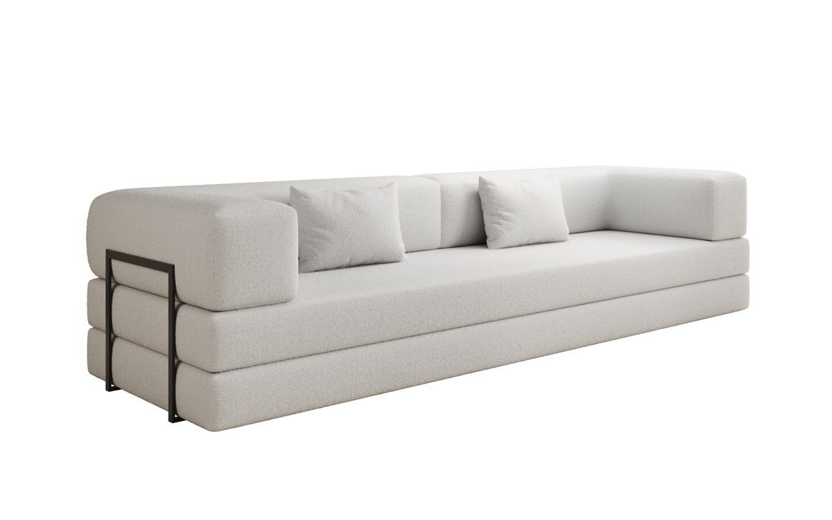 Luxuriöses XXL Designer Bouclé Sofa – 3 Sitzer mit Schlaffunktion & Stauraum