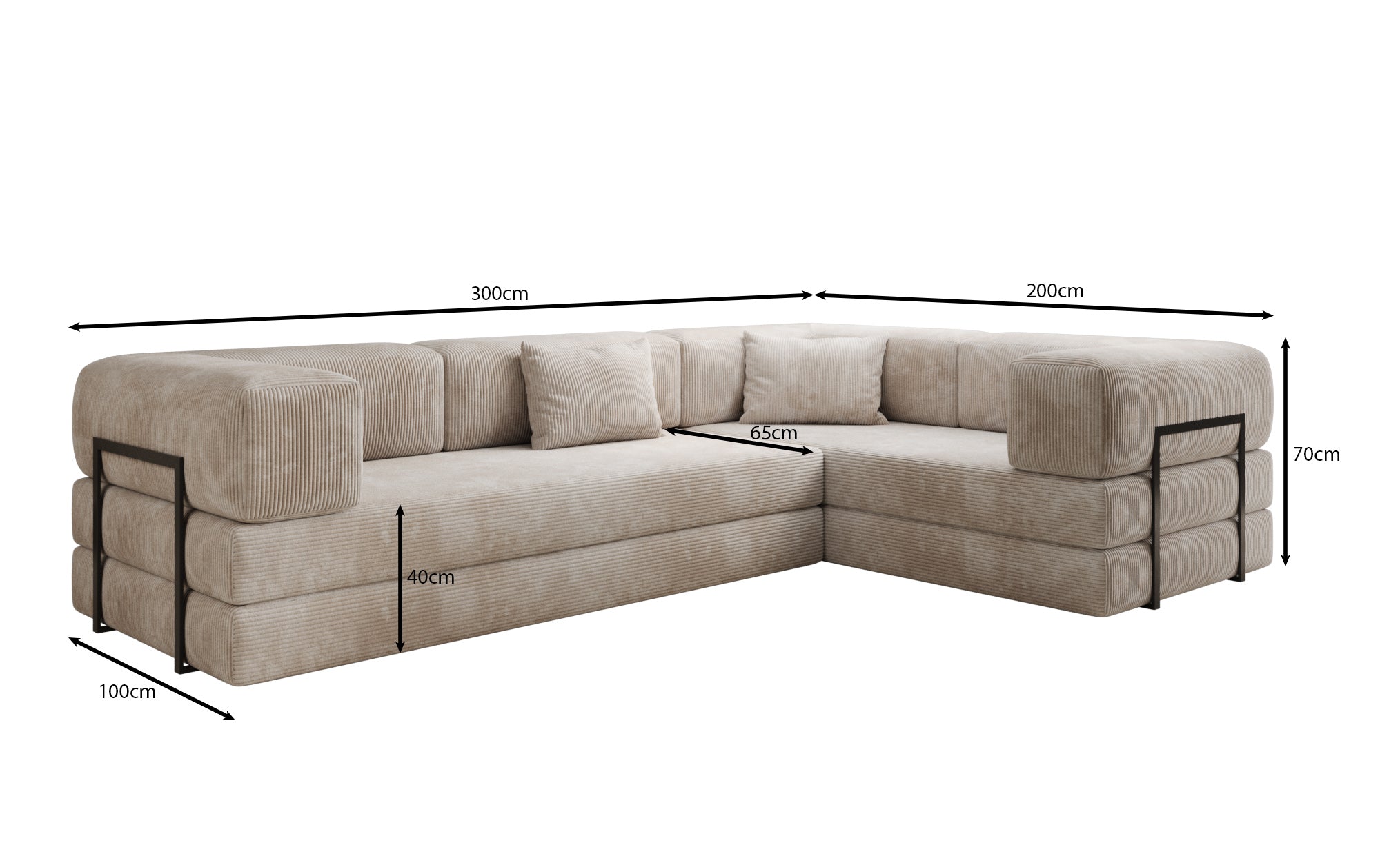 Modernes Designer L-Sofa: Komfortables Cord-Ecksofa mit Schlaffunktion und Stauraum