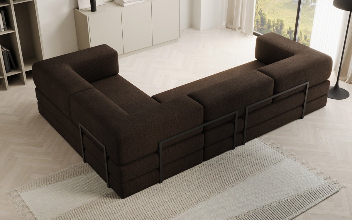 Luxuriöses Bouclé L-Sofa Lazy L: Schlaffunktion, Stauraum, Komfort, Modernes Design