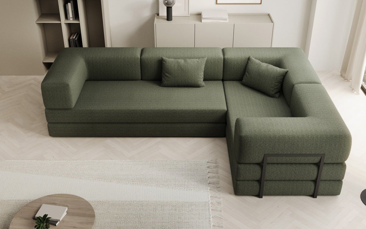 Luxuriöses Bouclé L-Sofa Lazy L: Schlaffunktion, Stauraum, Komfort, Modernes Design