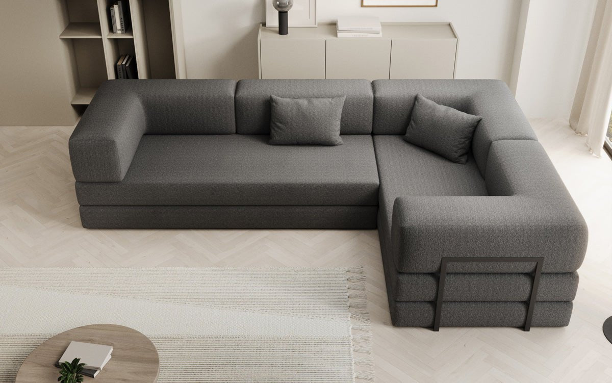 Luxuriöses Bouclé L-Sofa Lazy L: Schlaffunktion, Stauraum, Komfort, Modernes Design
