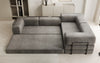 Luxuriöses Samt Ecksofa Lazy L mit Schlaffunktion und cleverem Stauraum