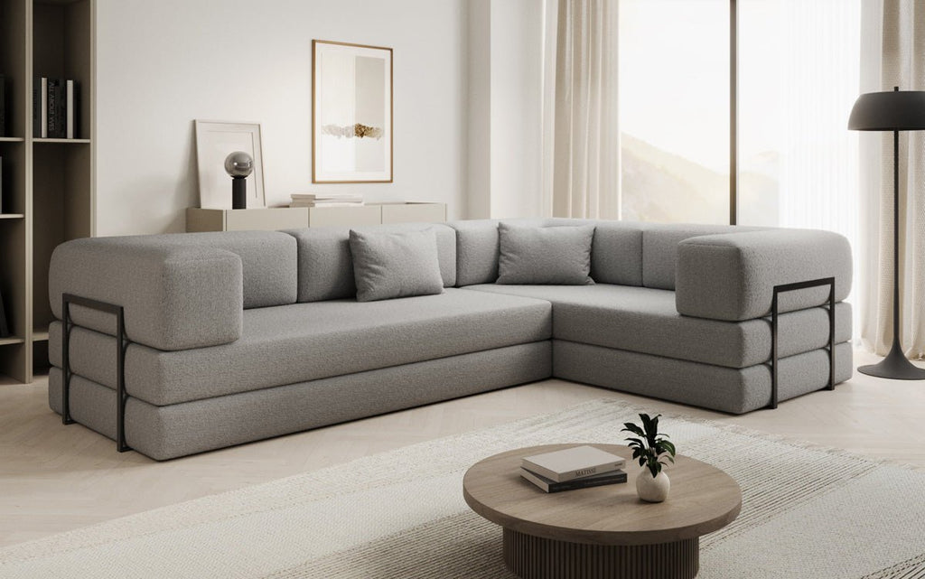 Luxuriöses Designer Ecksofa Lazy L Bouclé – Vielseitig, Gemütlich mit Schlaffunktion & Stauraum