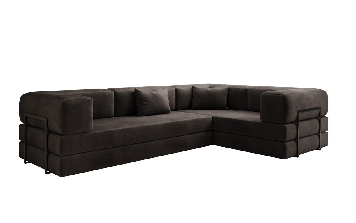 Luxuriöses Samt Ecksofa Lazy L mit Schlaffunktion und cleverem Stauraum