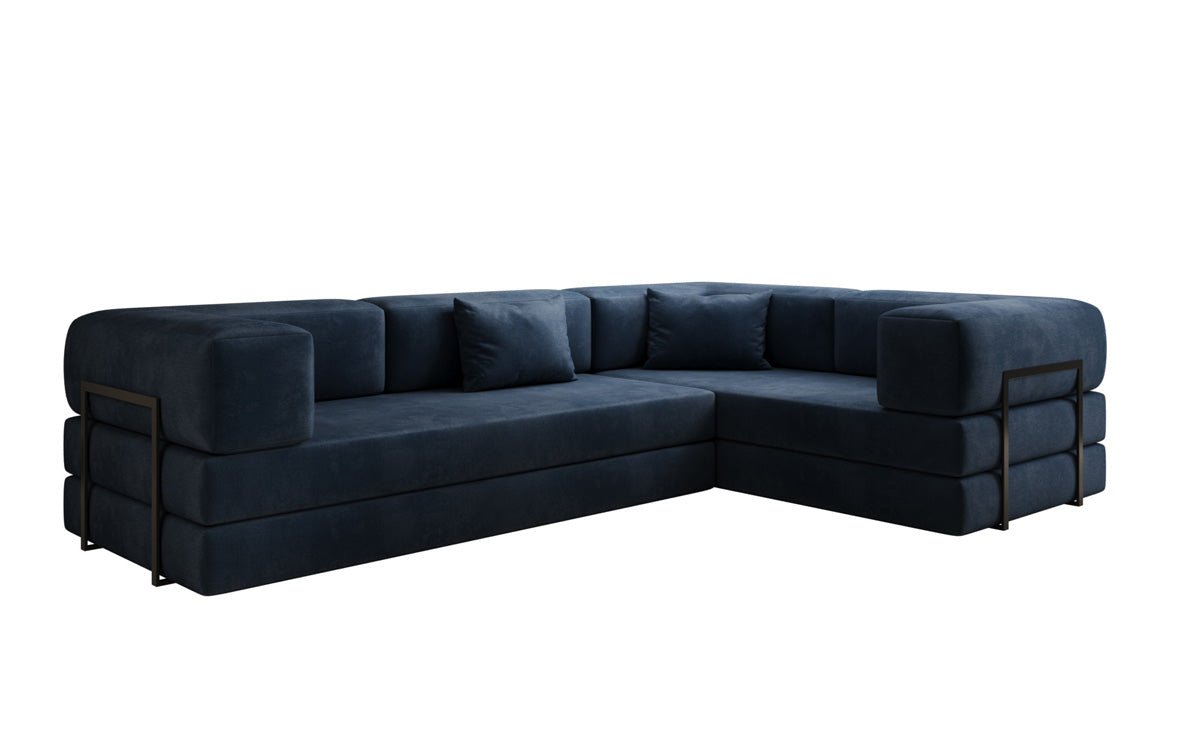 Luxuriöses Samt Ecksofa Lazy L mit Schlaffunktion und cleverem Stauraum