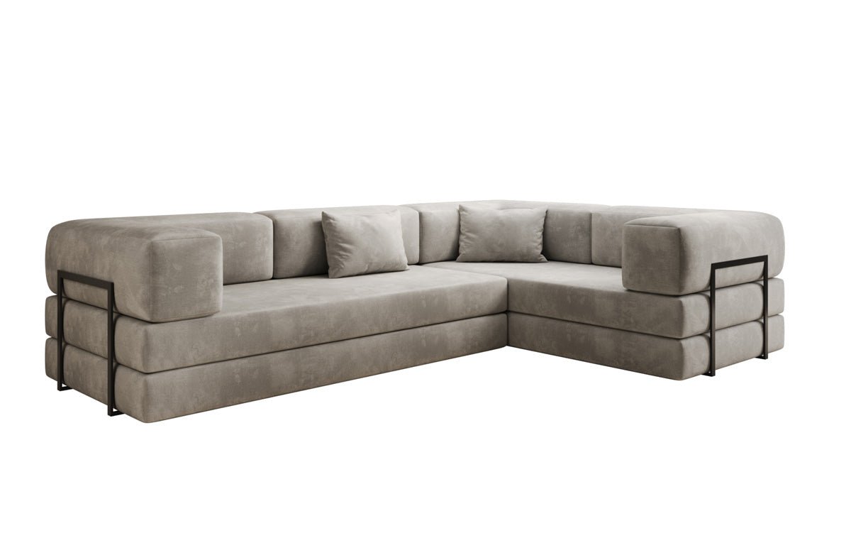 Luxuriöses Samt Ecksofa Lazy L mit Schlaffunktion und cleverem Stauraum