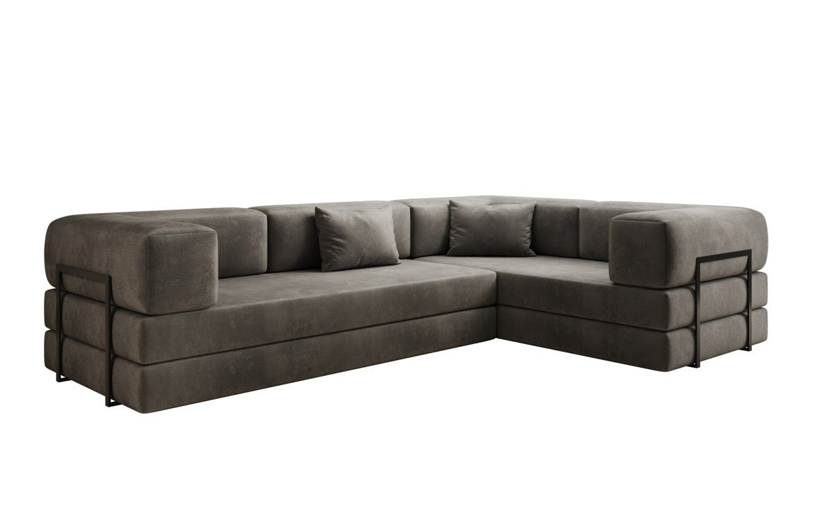 Luxuriöses Samt Ecksofa Lazy L mit Schlaffunktion und cleverem Stauraum