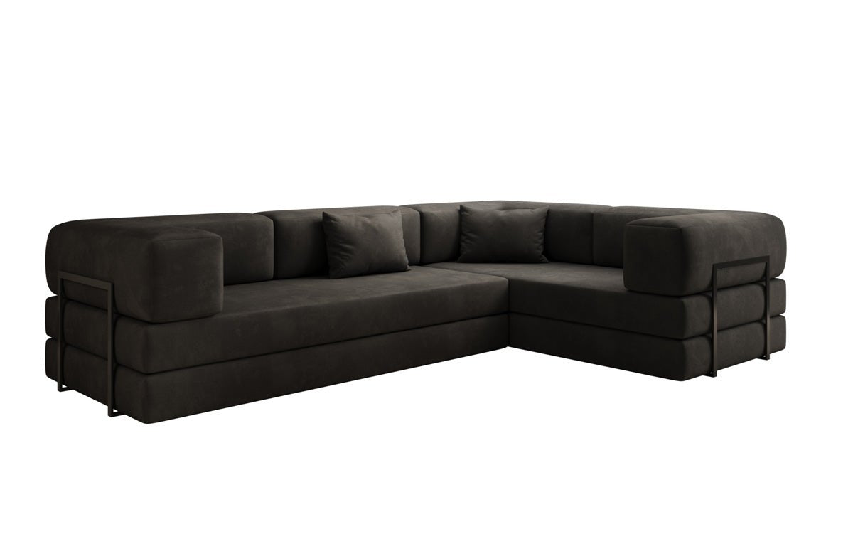 Luxuriöses Samt Ecksofa Lazy L mit Schlaffunktion und cleverem Stauraum