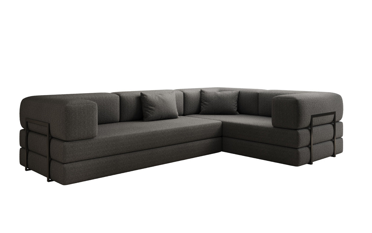 Luxuriöses Bouclé L-Sofa Lazy L: Schlaffunktion, Stauraum, Komfort, Modernes Design