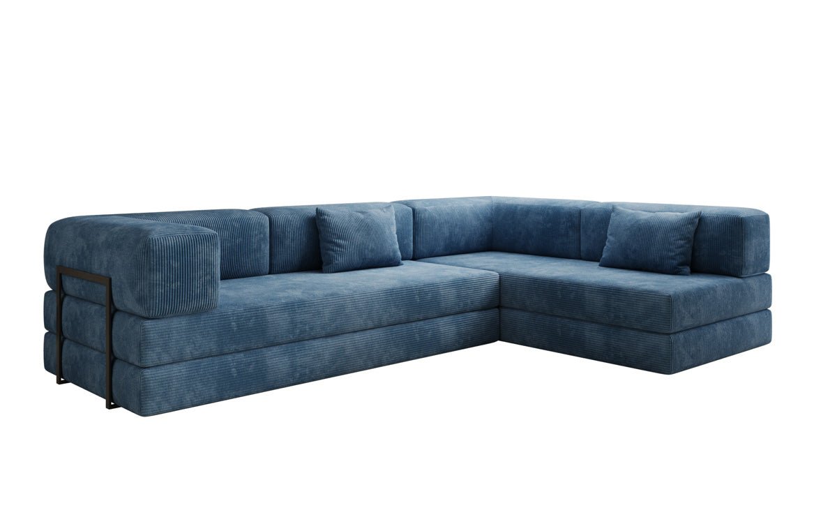 Luxuriöses Design Ecksofa Lazy L: Cordstoff, Schlaffunktion, Stauraum