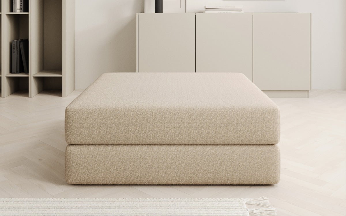 Gemütlicher Lazy Bouclé Beistellhocker mit Stauraum und Schlaffunktion – Mehrfarbig