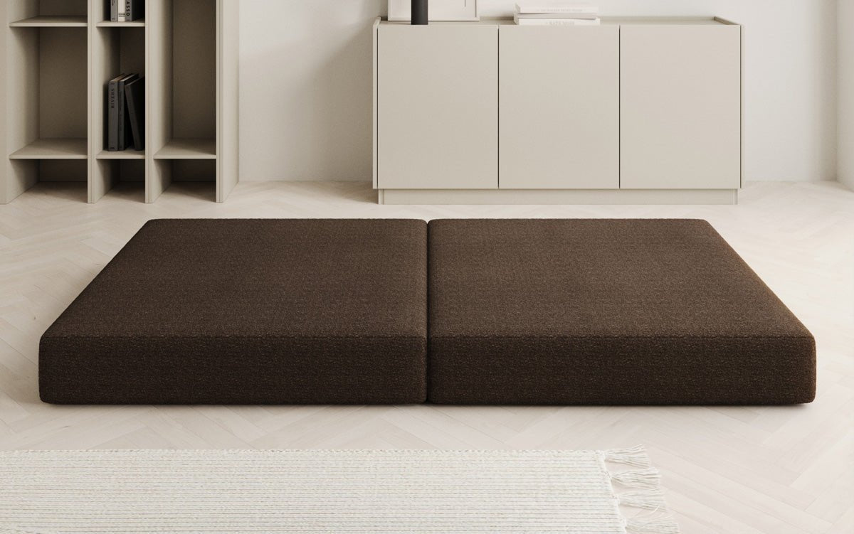 Gemütlicher Lazy Bouclé Beistellhocker mit Stauraum und Schlaffunktion – Mehrfarbig