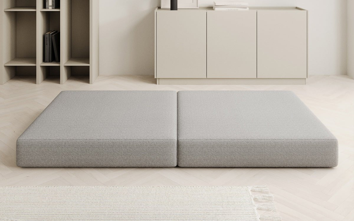 Gemütlicher Lazy Bouclé Beistellhocker mit Stauraum und Schlaffunktion – Mehrfarbig
