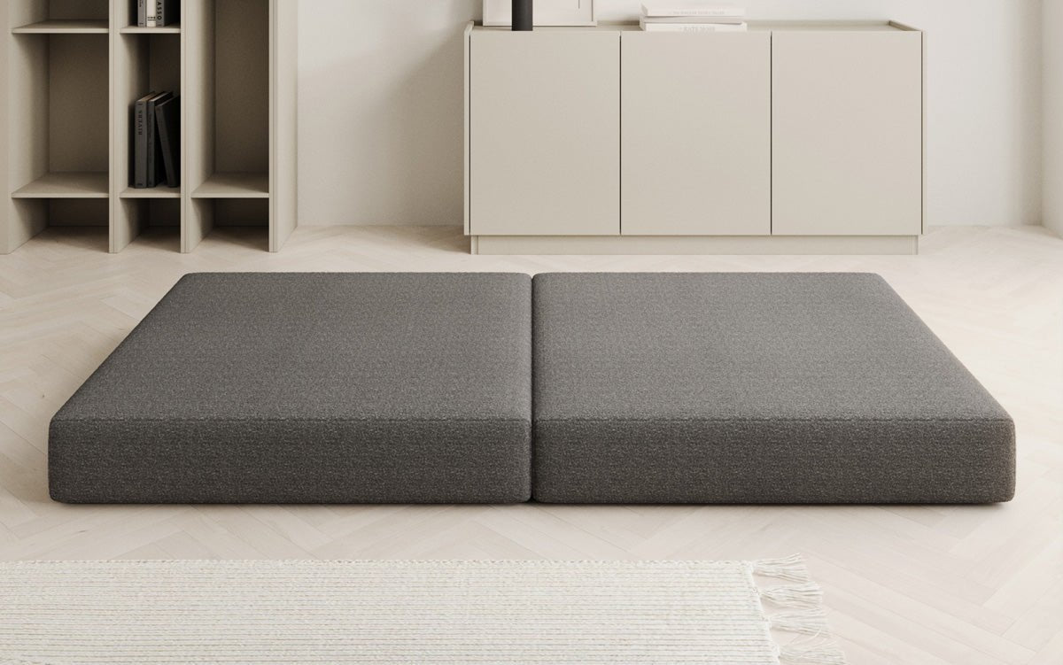 Gemütlicher Lazy Bouclé Beistellhocker mit Stauraum und Schlaffunktion – Mehrfarbig