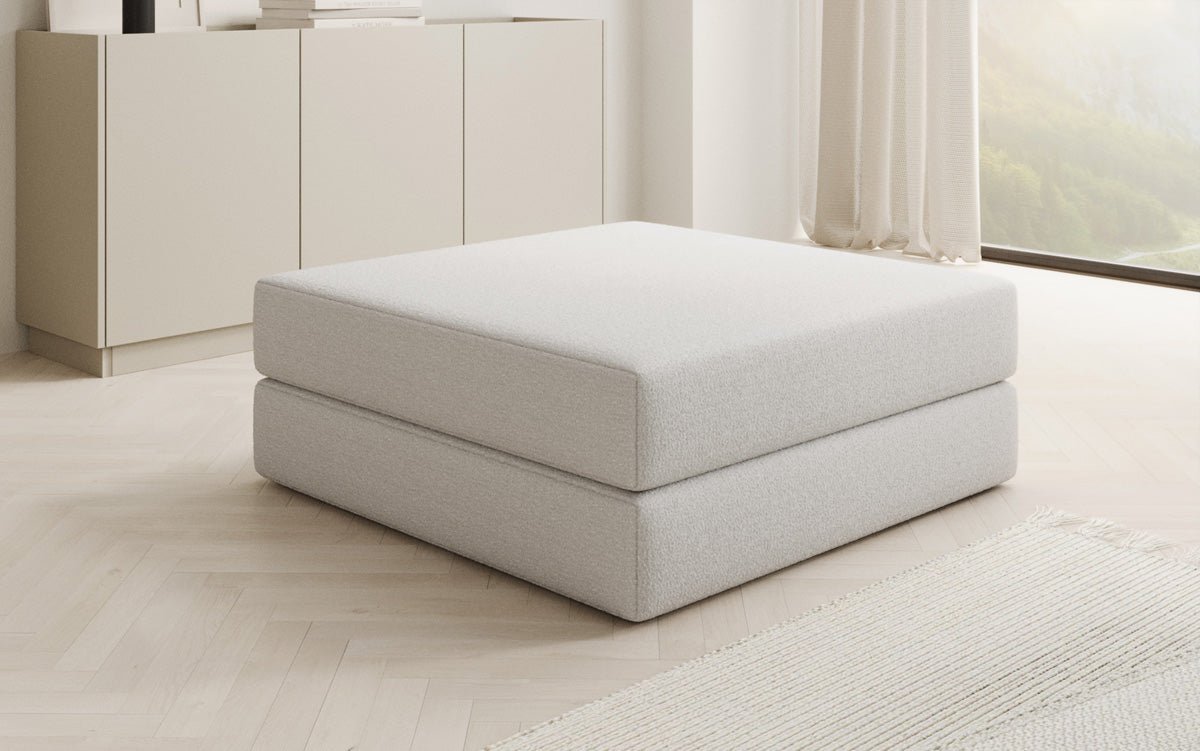 Gemütlicher Lazy Bouclé Beistellhocker mit Stauraum und Schlaffunktion – Mehrfarbig