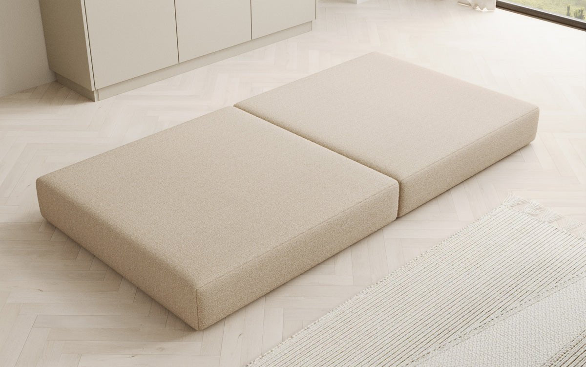 Gemütlicher Lazy Bouclé Beistellhocker mit Stauraum und Schlaffunktion – Mehrfarbig