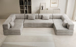 Lade das Bild in den Galerie-Viewer, Luxuriöses U-förmiges Designer-Sofa aus Samt mit Schlaffunktion und Stauraum
