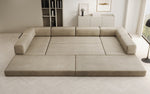 Lade das Bild in den Galerie-Viewer, Luxuriöses U-förmiges Designer-Sofa aus Samt mit Schlaffunktion und Stauraum

