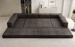 Lade das Bild in den Galerie-Viewer, Luxuriöses U-förmiges Designer-Sofa aus Samt mit Schlaffunktion und Stauraum
