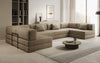 Luxuriöses U-förmiges Designer-Sofa aus Samt mit Schlaffunktion und Stauraum