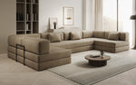 Lade das Bild in den Galerie-Viewer, Luxuriöses U-förmiges Designer-Sofa aus Samt mit Schlaffunktion und Stauraum
