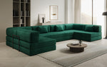 Lade das Bild in den Galerie-Viewer, Luxuriöses U-förmiges Designer-Sofa aus Samt mit Schlaffunktion und Stauraum
